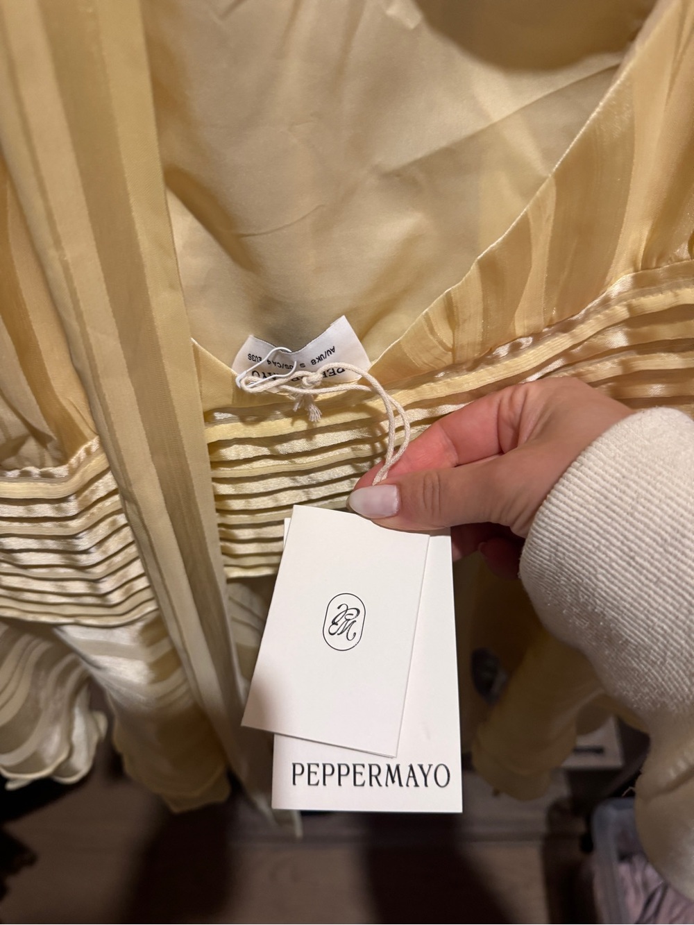 Peppermayo Soft Yellow Satin Halter Dress - Picture 3 of 4